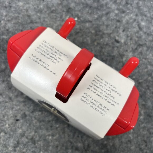 Vtg Gemco Holidays Condiment Jelly Jam Sauce Serving Caddy Set Spoon Glass NOS - Picture 8 of 12